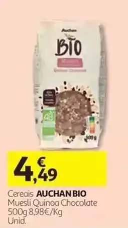 Auchan Cereais Auchan Bio Muesli Quinoa Chocolate promoção