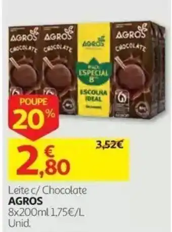 Auchan Leite c/ Chocolate Agros promoção