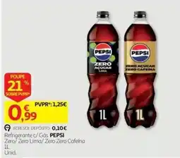 Auchan Refrigerante c/ Gás PEPSI Zero/ Zero Lima/ Zero Zero Cafeína promoção
