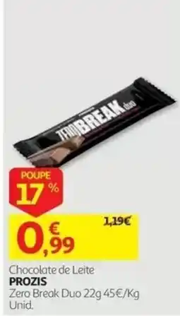 Auchan prozis chocolate de leite zero break duo promoção