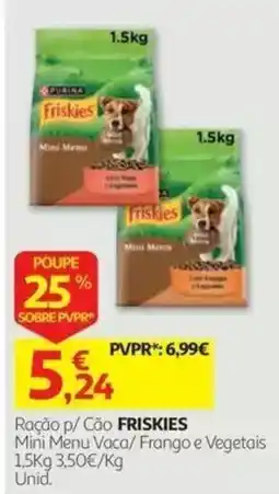 Auchan Ração p/ Cão FRISKIES Mini Menu Vaca/ Frango e Vegetais promoção