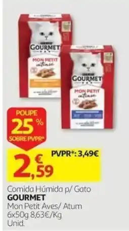 Auchan comida húmida p/ gato gourmet mon petit aves/ atum promoção