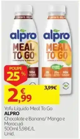 Auchan Yofu Líquido Meal To Go Alpro Chocolate e Banana/Manga e Maracujá promoção