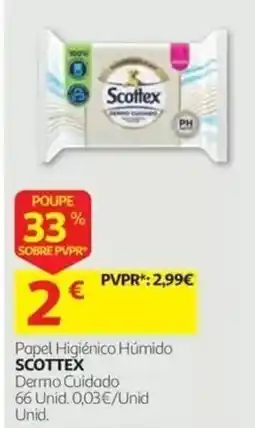 Auchan Papel Higiênico Húmido Scottex Dermocuidado promoção