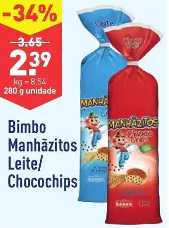 ALDI Bimbo Manhãzitos Leite/Chocochips 280g promoção