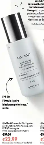Oriflame Creme de Dia Ligeiro Multi-Active Anti-Ageing com FPS 30 Novage+ promoção