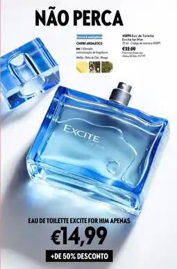 Oriflame eau de toilette excite for him promoção