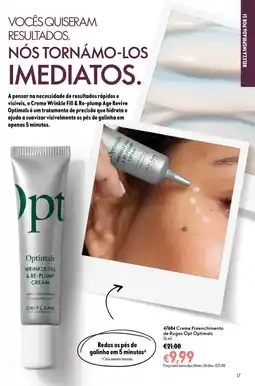 Oriflame Creme Preenchimento de Rugas Opt Optimals promoção
