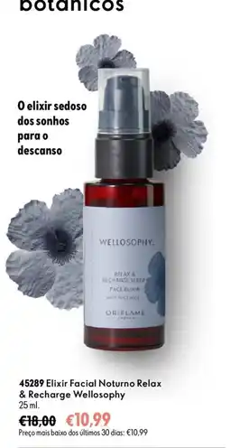 Oriflame Elixir Facial Noturno Relax & Recharge Wellosophy promoção
