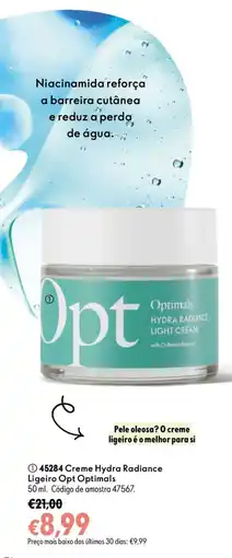 Oriflame Creme hydra radiance ligeiro opt optimals promoção