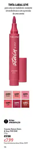 Oriflame Caneta-Batom Stain & Stay THE ONE promoção