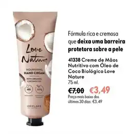 Oriflame Creme de mãos nutritivo com óleo de coco biológico love nature promoção