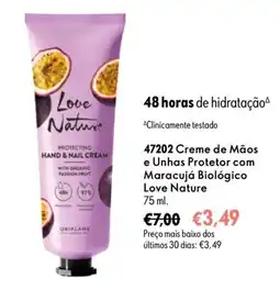 Oriflame Creme de mãos e unhas protetor com maracujá biológico love nature promoção