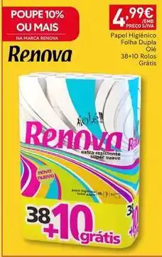 Recheio Renova - papel higiénico folha dupla ole 38+10 rolos promoção