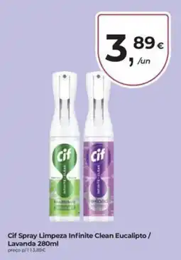 Aqui é fresco Cif Spray Limpeza Infinite Clean Eucalipto / Lavanda promoção
