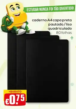 Bolama caderno A4 capa preta promoção