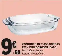 E.Leclerc Conjunto de 2 assadeiras em vidro borossilicato promoção
