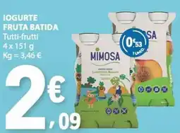 E.Leclerc Iogurte fruta batida tutti-frutti mimosa promoção