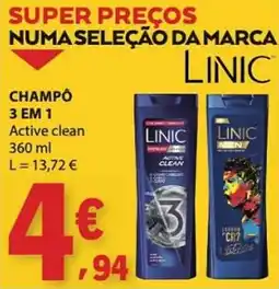 E.Leclerc Champô 3 em 1 active clean linic promoção