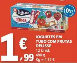 E.Leclerc iogurtes em tubo com frutas délisse promoção