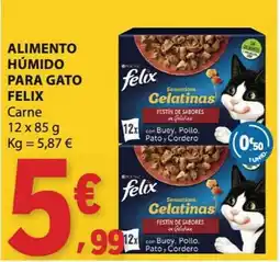 E.Leclerc alimento húmido para gato felix carne promoção