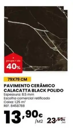 Casa Peixoto Pavimento cerâmico calacatta black polido promoção
