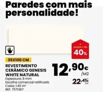 Revestimento cerâmico genesis white natural