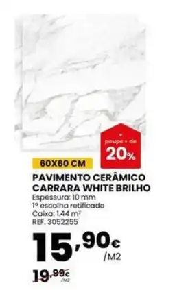 Casa Peixoto pavimento cerâmico carrara white brilho promoção