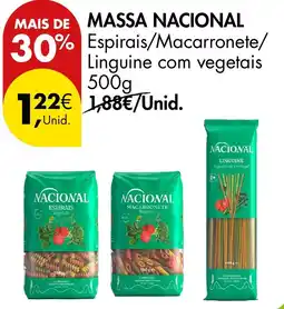 Pingo Doce Massa nacional espirais/macarronete/linguine com vegetais promoção