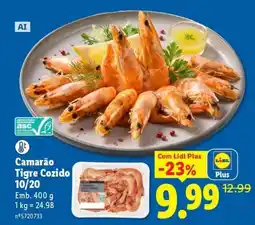 Lidl Camarão Tigre Cozido 10/20 promoção