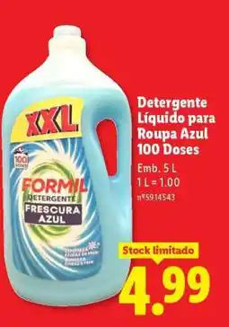 Lidl Detergente Líquido para Roupa Azul 100 Doses promoção