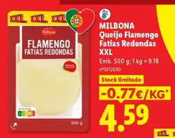 Lidl MILBONA Queijo Flamengo Fatias Redondas XXL promoção