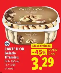 Lidl CARTE D'OR Gelado Tiramisu promoção