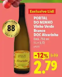 Lidl PORTAL DO MINHO Vinho Verde Branco DOC Alvarinho promoção