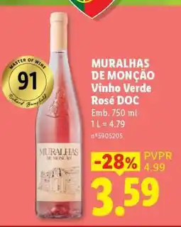 Lidl MURALHAS DE MONÇÃO Vinho Verde Rosé DOC promoção