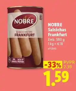 Lidl NOBRE Salsichas Frankfurt promoção