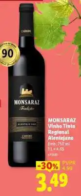 Lidl MONSARAZ Vinho Tinto Regional Alentejano promoção