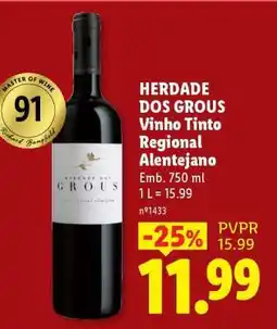 Lidl HERDADE DOS GROUS Vinho Tinto Regional Alentejano promoção