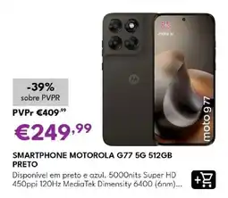 Radio Popular smartphone motorola g77 5g 512gb preto promoção