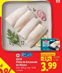 Lidl iglo filete de escamudo do alasca promoção
