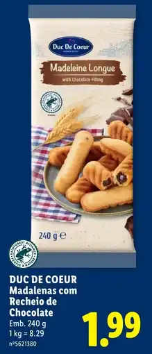 Lidl Duc de Coeur Madalenas Com Recheio de Chocolate promoção