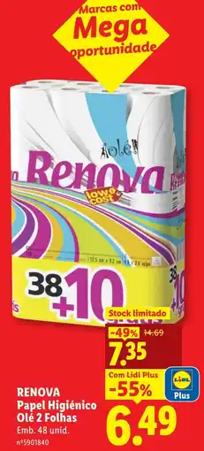 Lidl Renova Papel Higiênico Olé 2 Folhas promoção