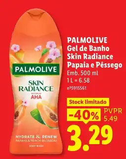 Lidl Palmolive gel de banho skin radiance papaya e pêssego promoção