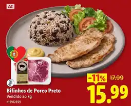 Lidl Bifinhos de Porco Preto promoção