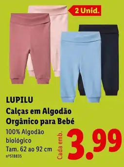 Lidl Lupilu calças em algodão orgânico para bebé promoção