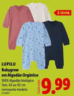 Lidl Lupilu babygrow em algodão orgânico promoção