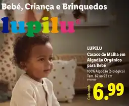 Lidl Lupilu casaco de malha em algodão orgânico para bebé promoção