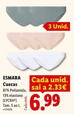 Lidl Esmara cuecas promoção