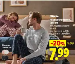 Lidl Esmara pijama para homem/senhora promoção