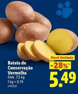 Lidl Batata de conservação vermelha promoção